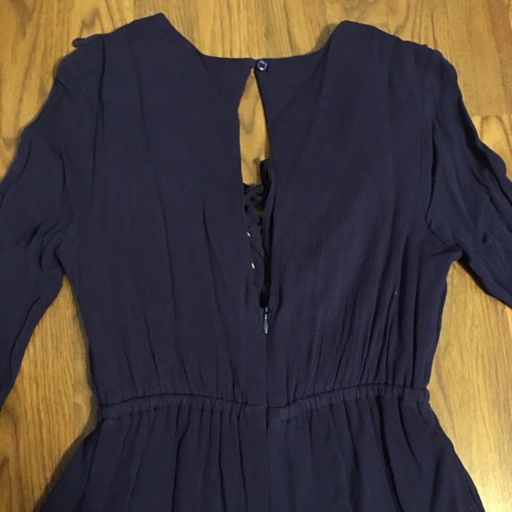 Size small navy blue lace up romper - Picture 5 of 8